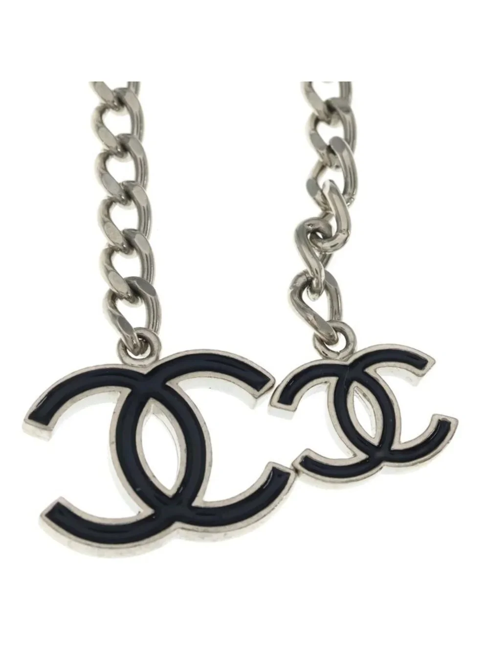 Chanel CC Logo Chain Belt Black Silver
